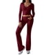thumbnail image 1 of Conjunto Deportivo de 2 Piezas para Mujer, Camiseta de Larga, Pantalones Acampanados, Chándal Informal, Color Vino Tinto, Talla XL, 1 of 8