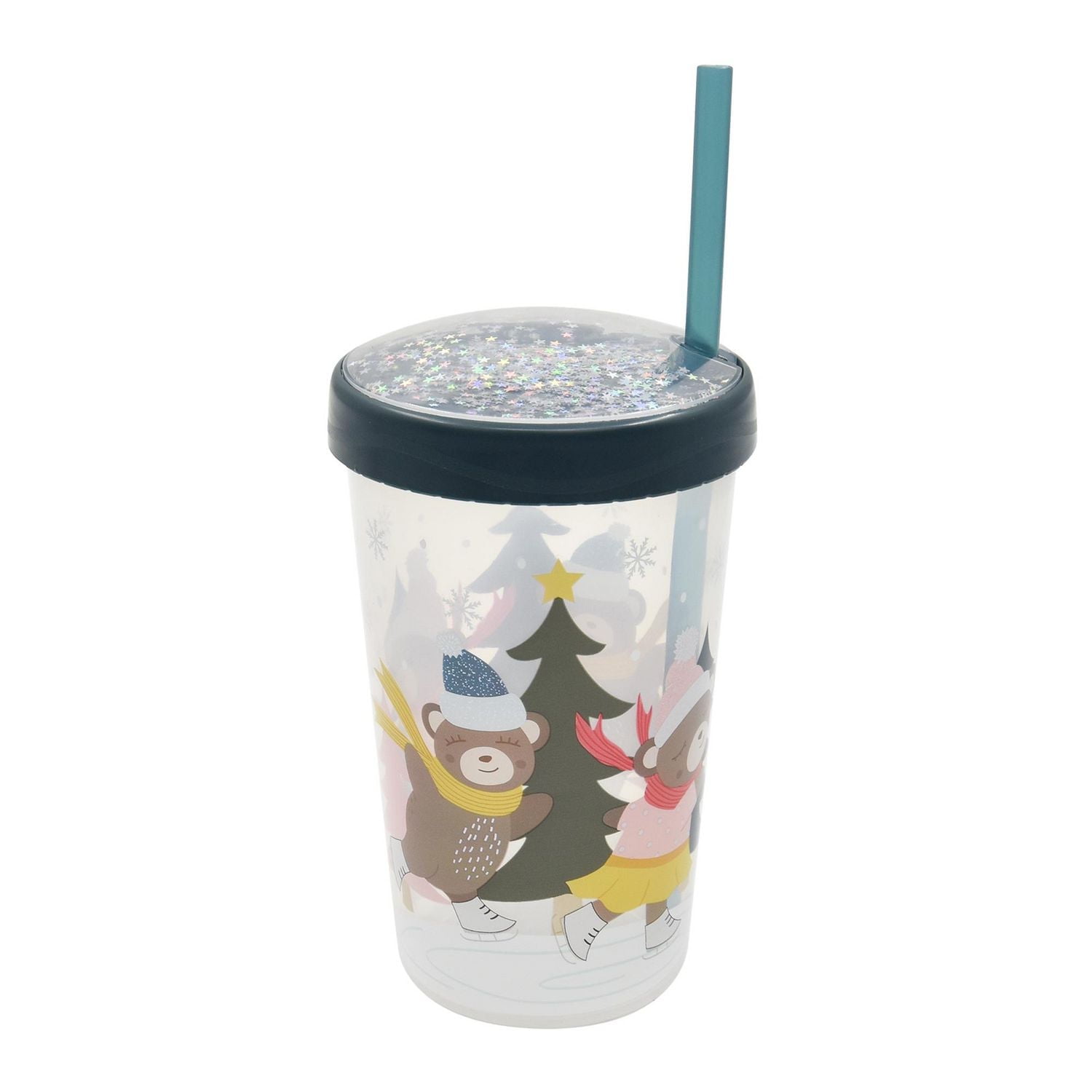 Gobelet à paille en plastique bleu Holiday Time, 8,9 cm x 8,9 cm x 18 cm, 1 pièce