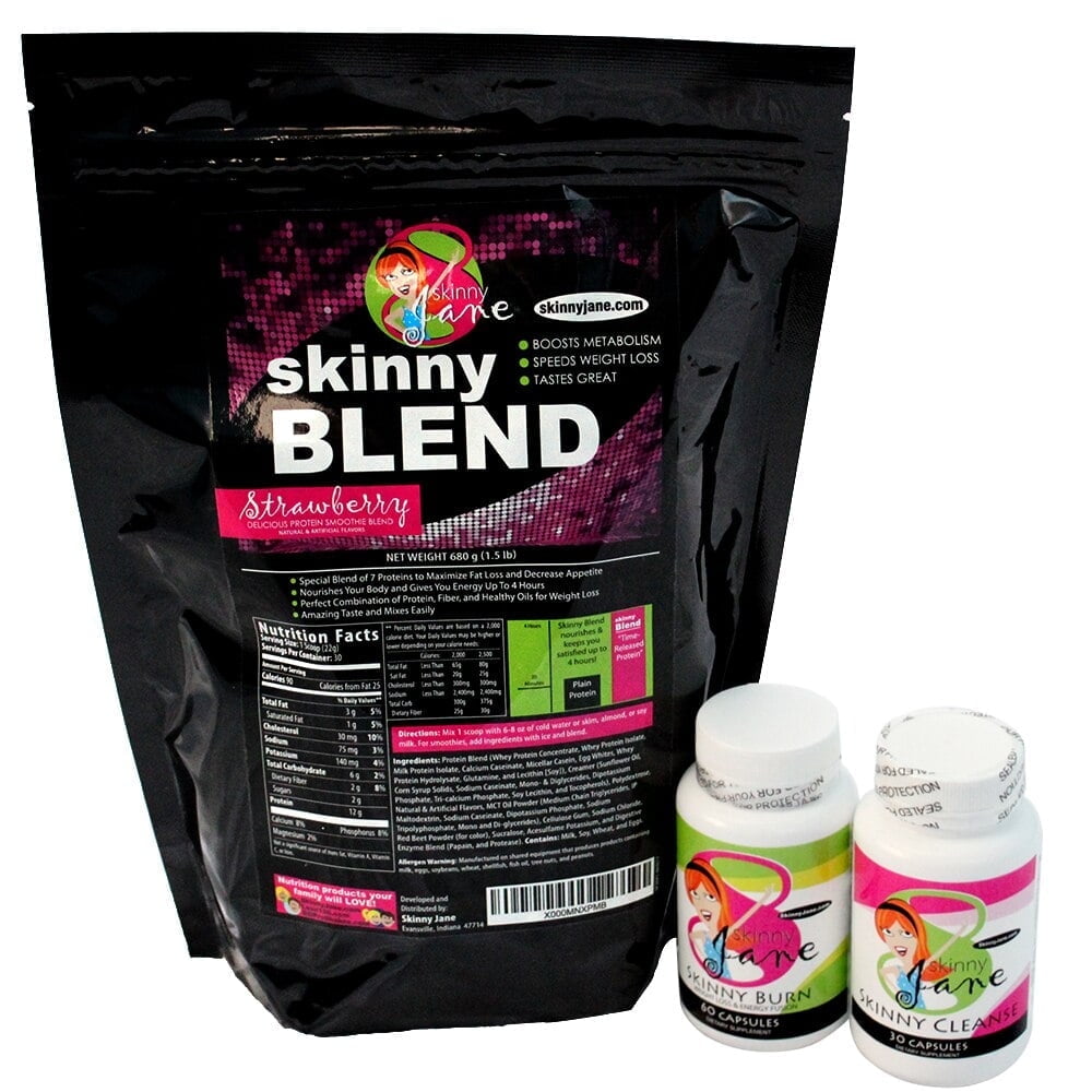 Skinny Jane - Quick Slim Kit - Delicious Protein Shakes, Diet Supplements, Great Jumpstart - Strawberry
