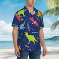 thumbnail image 3 of Balery Dinosaurs Camisas hawaianas de manga corta para hombre, camisas playeras de corte holgado, camisas de vacaciones con botones,Medium, 3 of 7