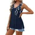 thumbnail image 5 of Sleeveless Shirts for Women Summer Casual V Neck Floral Printed Flowy Tank Tops Loose Blouses with Side Split (L, Multicolor 5), 5 of 7