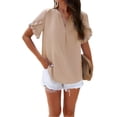 thumbnail image 2 of Baiways Womens Summer Tops and Blouses Casual V Neck Short Sleeve Business Casual Work Shirts, 2 of 6