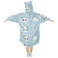 thumbnail image 2 of Dailycode Wearable Blanket Hoodie Oversized Sherpa Flannel Blankets with Pocket for 3-14 Year Old Cute Unicorn Panda, 2 of 7