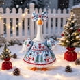 thumbnail image 3 of Christmas Porch Goose Outfit for 23.0 in Goose Statue，F | Lace Dress with Bow, Holiday Print Fabric, Outdoor Lawn Decor, Farmhouse Porch Style, Matching Headband Included (B), 3 of 8