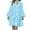 Blue, variant on Women's Plus Size Full Size Eyelet Ruffled Hem Tiered Dress Pink 100% Polyester Knee Length with Bell Sleeves Flowy