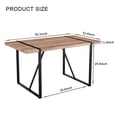 thumbnail image 3 of 55" Retro Wood Grain Dining Table - Minimalist Black Metal Legs, 3 of 5