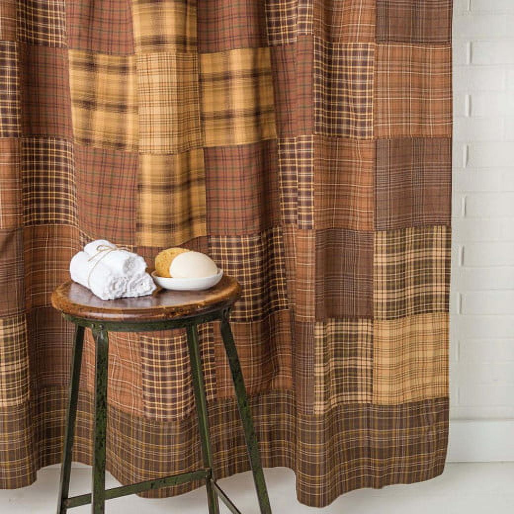 VHC Brands Prescott, Rustic, Bath Decor, Shower Curtain Unlined, 72x72, Brown