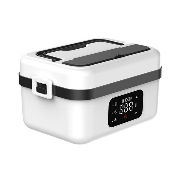 Fiambrera Eléctrica Inalámbrica con Aislamiento Térmico de 60 W, 1 L, de Acero Inoxidable, Calentador de Alimentos B