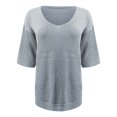 thumbnail image 4 of Gray Womens Spring Tops 2024, 3/4 Sleeve Tshirts Shirts for Women, Weekend Cotton Womens Summer Tops, Womens Short Sleeve Sweaters Tops V Neck Pullover Knit Shirts Loose Blouses, 4 of 5