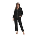 thumbnail image 7 of ANLIQI Women's 100% Cotton Long Sleeve Pajama Sets Button Down Notched Collar Sleepwear Soft Lounge Pjs with Pockets (Black,S), 7 of 7