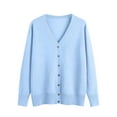 thumbnail image 5 of Women Knit Sweaters Cardigan Button Down V Neck Long Sleeve Ribbed Cuffs Casual Cozy Knitwear Fall Outfits (2XL, Sky Blue), 5 of 7