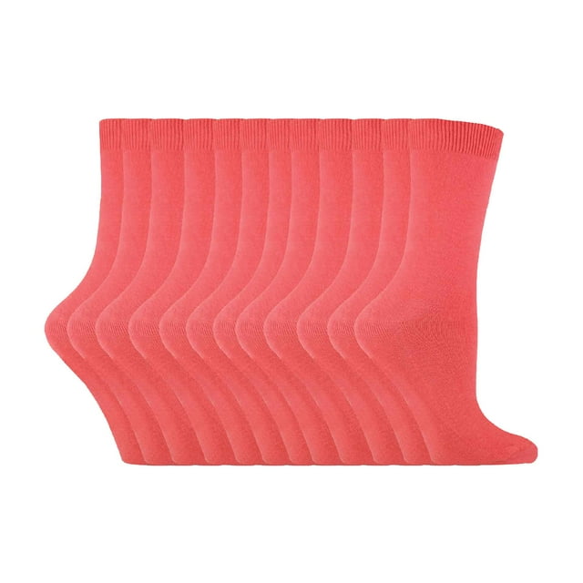 Chaussettes pour Femmes en Coton Uni Riche / 12 Paires / Sock Snob / Chaussettes Fines Colorées Mi-Mollet