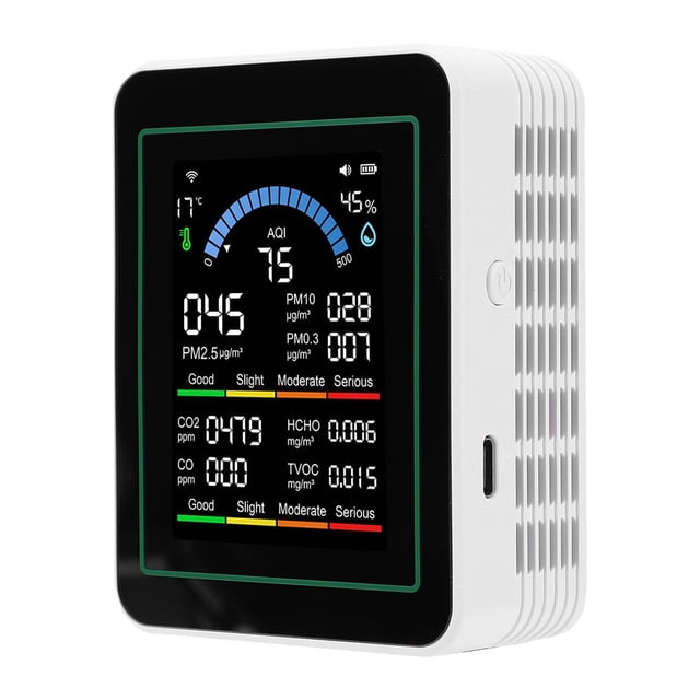 Probador Medidor De Aire Soporte Para Tuya WiFi 10 En 1 CO2 CO TVOC HCHO PM2.5 PM10 PM0.3 Índice De Del Aire Temp Probador De Detección De Humedad Portátil