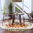 thumbnail image 3 of Round Area Rugs Collection 7 Ft, Thanksgiving Non-Slip Residential Carpet, Farmhouse Retro Orange Pumpkin Flowers Indoor Crawling Mats Runner Rugs for Living Room/Dining Room/Bedroom, 3 of 8