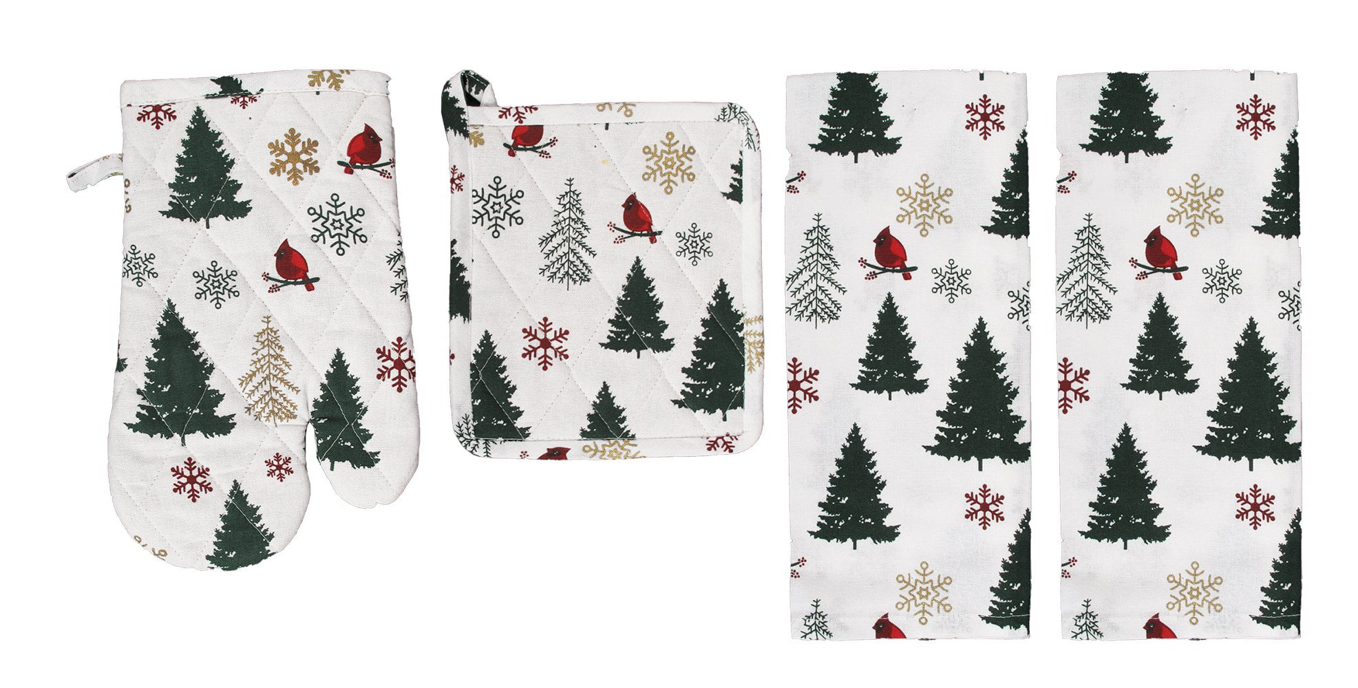 CHRISTMAS THEME BRODER HAPPY HOLIDAYS 15"x25" SET of 2 PRINTED KITCHEN TOWELS 