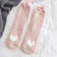 thumbnail image 2 of Visland 1 Pair Women Thermal Floor Socks Cute Pattern Elastic Thicken Coral Fleece Mid Socks Girls Indoor Floor Stockings for Home, 2 of 7