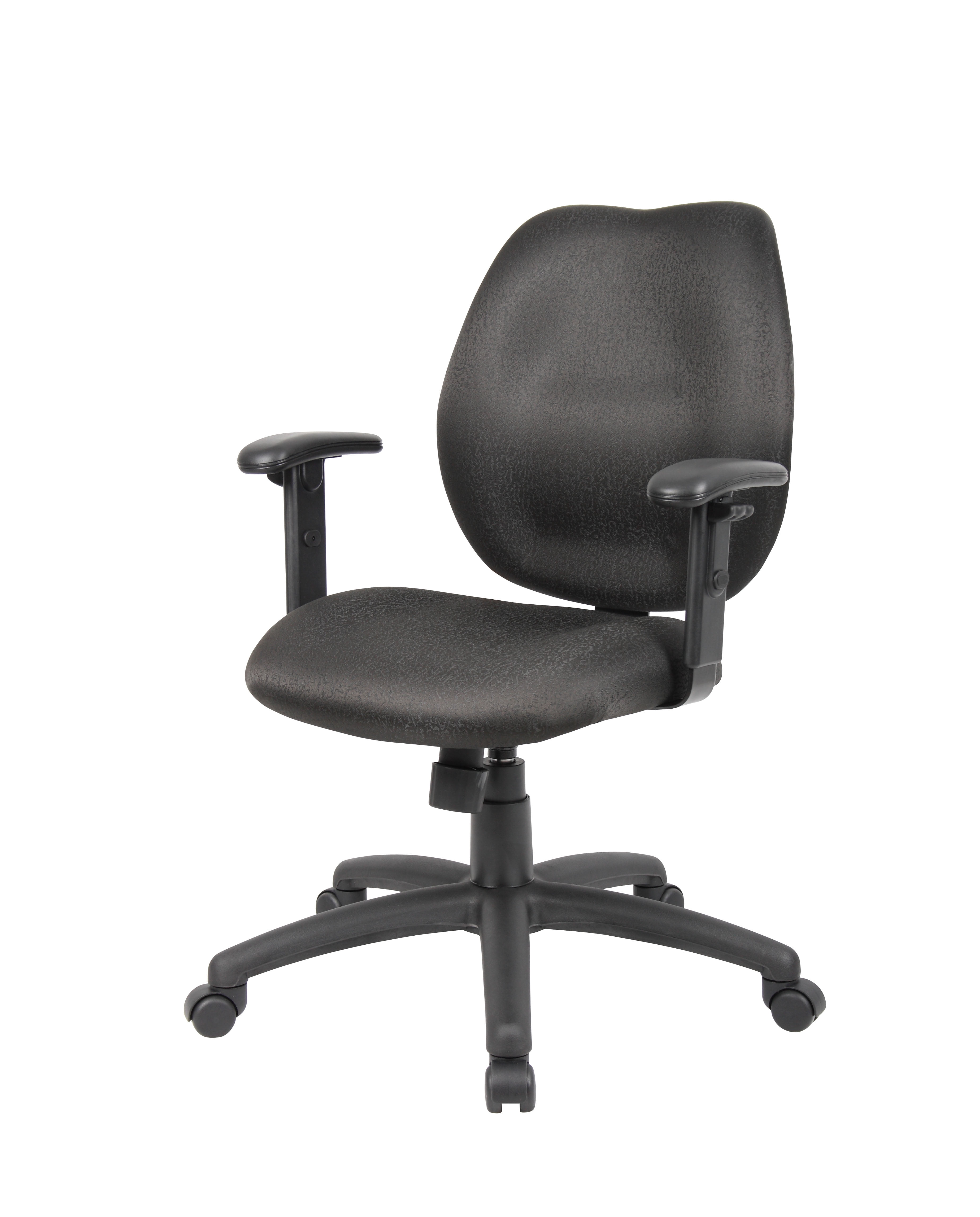Boss Office & Home Black Any Task MidBack Office Chair with Adjustable Arms