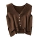 thumbnail image 1 of Suéter de mujer, chaleco para damas, camisetas sin mangas casuales, jerséis de moda, transpirables, individuales Caqui oscuro, 1 of 9