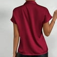 thumbnail image 4 of Women's Elegant Satin Blouse Short Sleeve Bow Tie Neck Top Office Workwear Solid Color Loose Fit Shirt for Business Casual Fashion Clothing for Women, 4 of 4