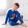 thumbnail image 3 of NIPAXO Toddler Boys Pajamas Set Long Sleeve Vibrant Blue F1 Race Car Graphic Thermal Sleepwear with Cuffs, 3 of 8