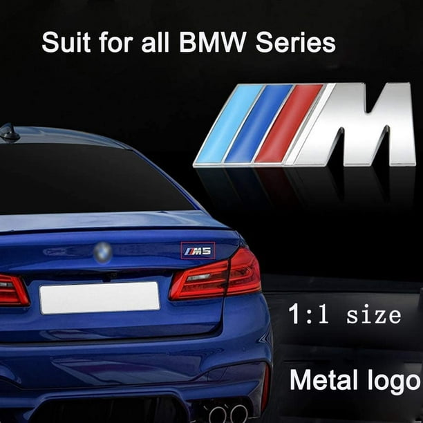 3pcs Fit BMW M Power Badge Métal Tricolore Emblème Autocollant, Voiture  Arrière Coffre Fender Côté Emblème Badge Autocollant Logo Compatible pour  Toutes Les Séries BMW 