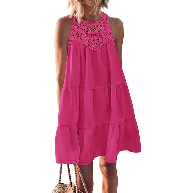Camisola de Encaje para Mujer, Color Rojo Rosa, Talla M