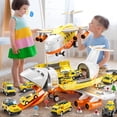thumbnail image 7 of  Kids Transforming Airplane Toy Set - Inertia Plane 12 Alloy Cars City Play Mat Traffic Signs - Educational Gift for Boys and Girls - Toys for Children Aged 3+, 7 of 7