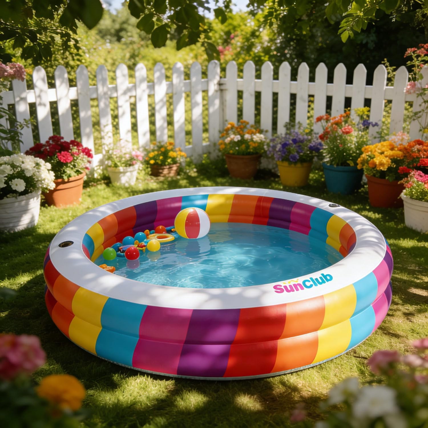 Kids Splash Pool Inflatable Rectangular, Extra Large BPA-Free PVC Family Pool with Easy Drain for Ages 3-12, Thickened Anti-Burst Backyard Summer Pool