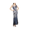 thumbnail image 1 of JS Collections Womens Leaves Gown Dress, Blue, 14, 1 of 1