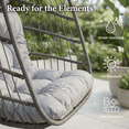 thumbnail image 3 of RADIATA Patio Hanging Egg Chair Without Stand, 5" Cushion 3-Second Folding Wicker Outdoor Swing Chair No Stand Tree or Ceiling Hanging for Garden, Porch, Balcony,350 lb, Light Gray, 3 of 10
