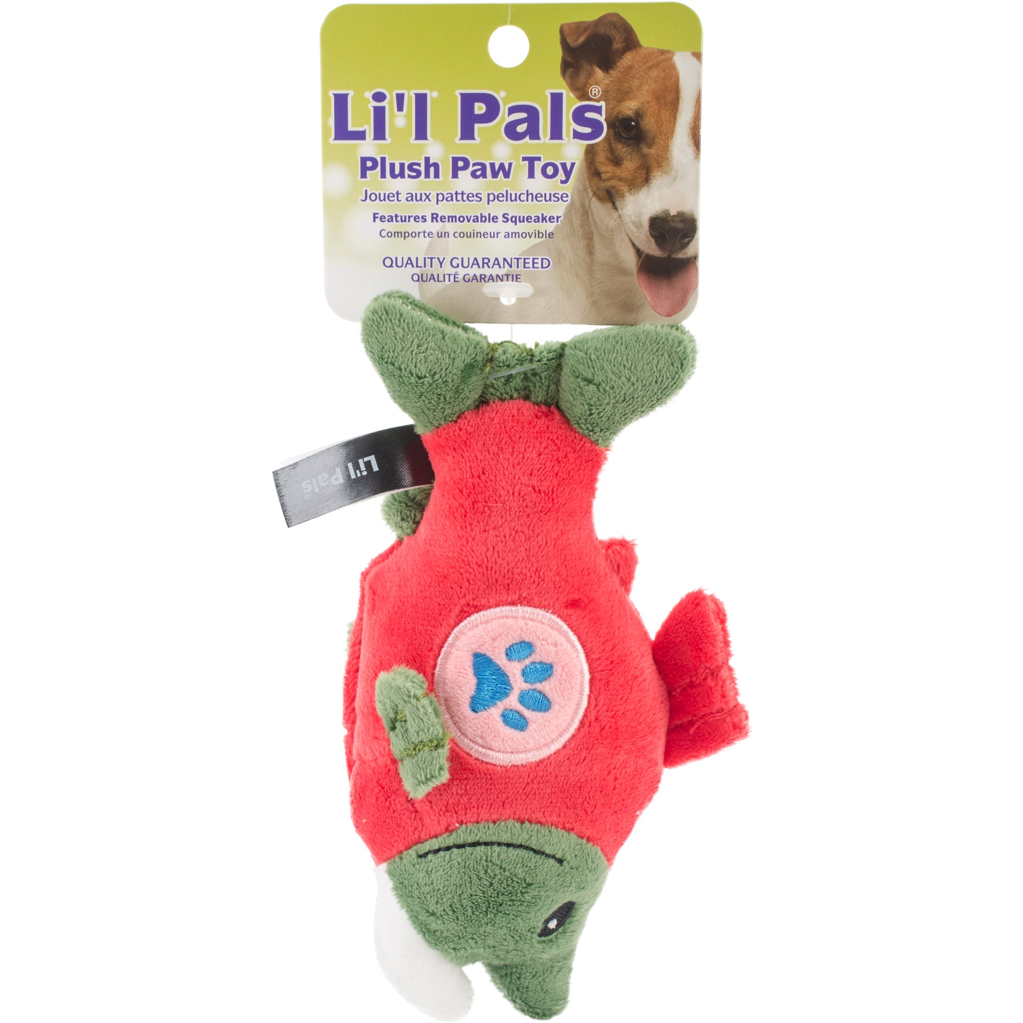 Li'l Pals Paw Plush Salmon Dog Toy, 5