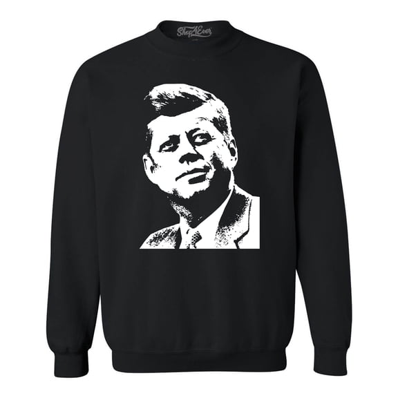 Shop4Ever Men's John F. Kennedy JFK 1960's President American Icon Crewneck Sweatshirt Medium Black