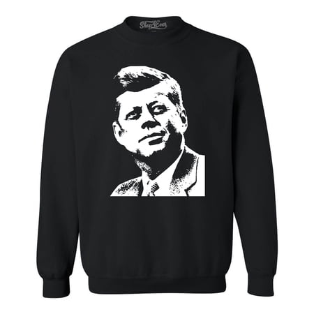 Shop4Ever Men's John F. Kennedy JFK 1960's President American Icon Crewneck Sweatshirt Medium Black