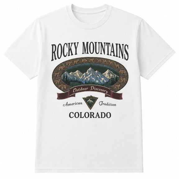 Rocky Mountains Colorado Graphic T-Shirt, Unisex Classic Fit Outdoor Tee