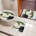 thumbnail image 5 of Abstract Geometric Art Bathroom Rugs Set Watercolor Beige Green Blend Non Slip Absorbent Soft Bath Mats 3 Piece Set with Bathroom Rug, U-Shaped Floor Mat, Toilet Seat Cover Small Size, 5 of 9