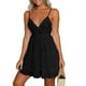 thumbnail image 2 of Vestido midi de verano sin mangas con cuello en V y corte A para mujer - Vestido de playa con volantes de poliéster, 2 of 7