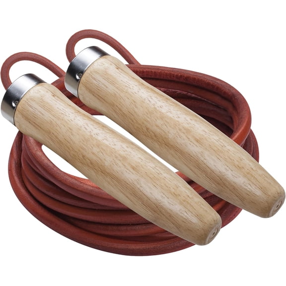 Champion Sports Leather Ball Bearing Jump Rope with Wood Handles, 8.5-Feet, Brown (Single)