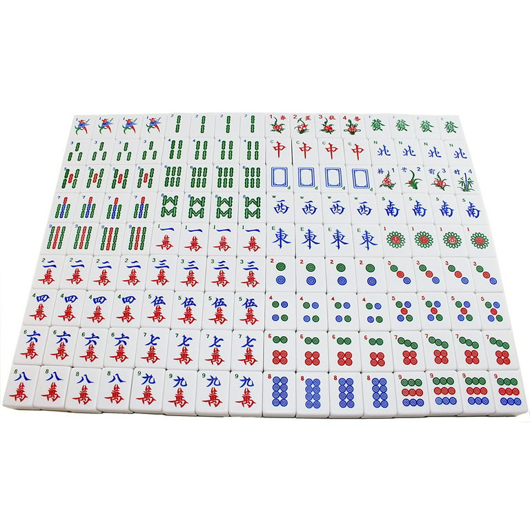 XXZY Chinese Mahjong Portable Travel Mahjong Set Melamine Mah-Jong with  Aluminum Box Table Majiang Chess Set Game（144 Tiles） (Color : Green, Size 