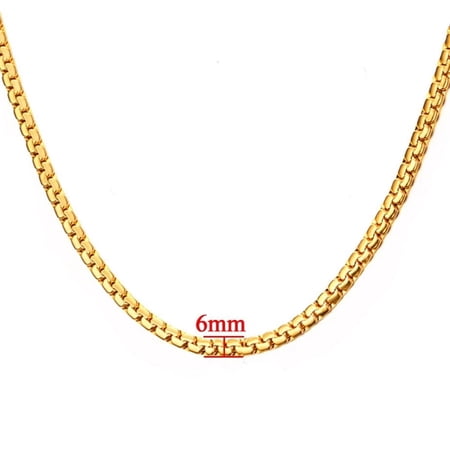 6mm Punk 14K Yellow Gold Snake Chain Necklace for Women Men Flat Link Golden Silver Color Fashion 2021 Neckalce 20" 23" 26" W537