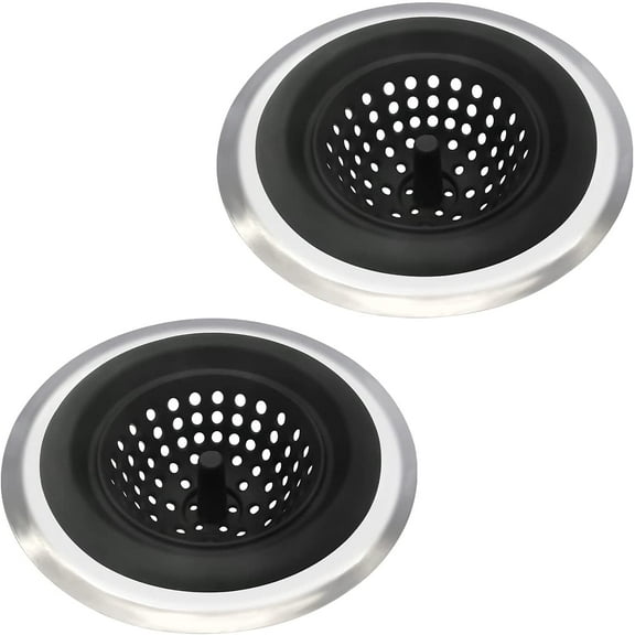 2 Pack Kitchen Sink Strainer Food Catcher, Flexible Silicone, Good Grip, Large Wide Diameter Rim