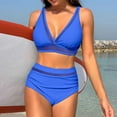 thumbnail image 5 of ylioge Swimsuits for Women 2 Piece Bikini Sets High Waisted Bathing Suits Ladies Trendy Solid Color Deep V Neck Beach Swimming Set, 5 of 5