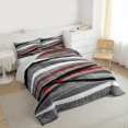thumbnail image 3 of Homewish Stripe Line Pattern Bedding Comforter Set,Modern Abstract Geometric Twin Comforter Sets,Gray Red White Bedding Set For Girl Teens,Breathable Home Decor Reversible,2-Piece, 3 of 8
