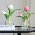thumbnail image 7 of NANAHuang Artificial Flowers in Glass Vase with Faux Water, Pink Tulips Real Touch Flowers with Vase Centerpiece Table Decorations for Room Dining Table Office Desk Farmhouse Kitchen Home Decor, 7 of 7