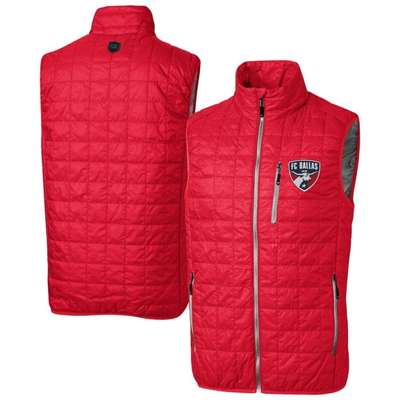 Men's-Cutter & Buck  Red FC Dallas Big & Tall Rainier PrimaLoft Eco Insulated Full-Zip Puffer Vest