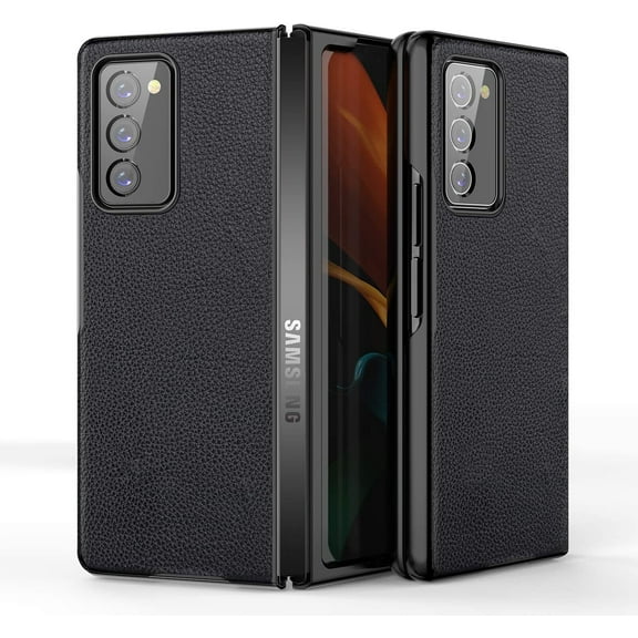 Case for Galaxy Z Fold 2, Premium Leather Shockproof Cases with Reinforced Corners Anti-Scratch, Compatible with Samsung Galaxy Z Fold 2 (Black)
