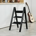 thumbnail image 4 of 3 Step Ladder, Lightweight Folding Step Stool Aluminum Stepladder 330lbs Capacity, Black, 4 of 7