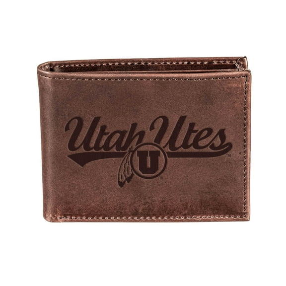 Brown Utah Utes Bi-Fold Leather Wallet