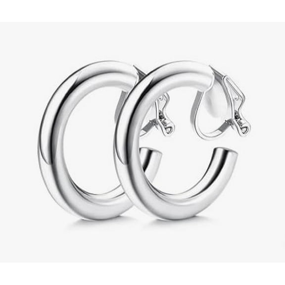 RubyLee Elegance Hoop Silver Earrings, Stainless Steel, Includes Jewelry Pouch, 2 Count per Pack