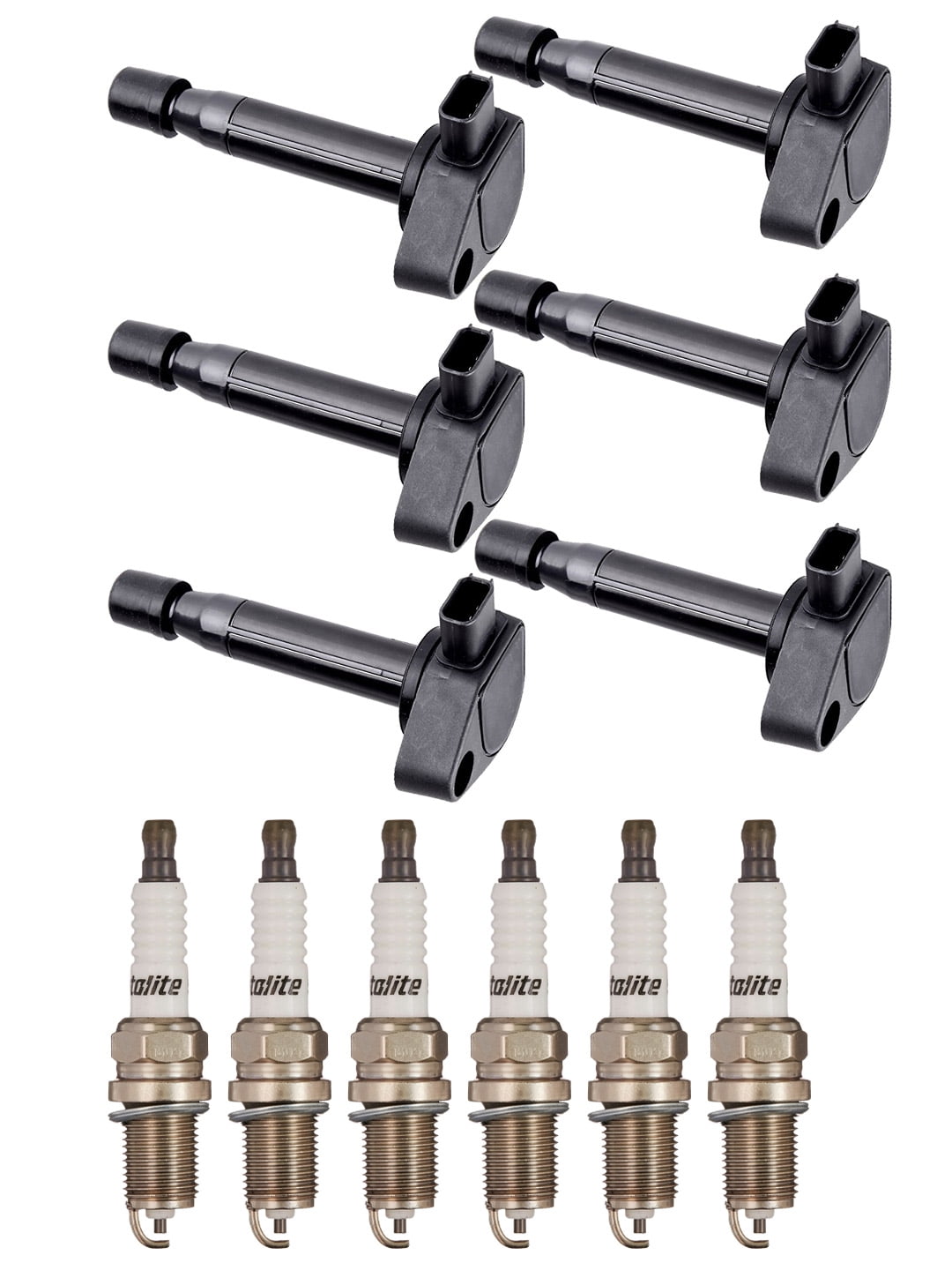 Set of 6 ISA Ignition Coils and 6 Autolite Spark Plugs Compatible with