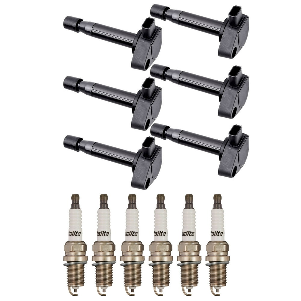 Set of 6 ISA Ignition Coils and 6 Autolite Spark Plugs Compatible with